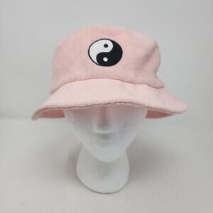 David and Young Pink Terry Cloth Bucket Hat Y2K Yin Yang